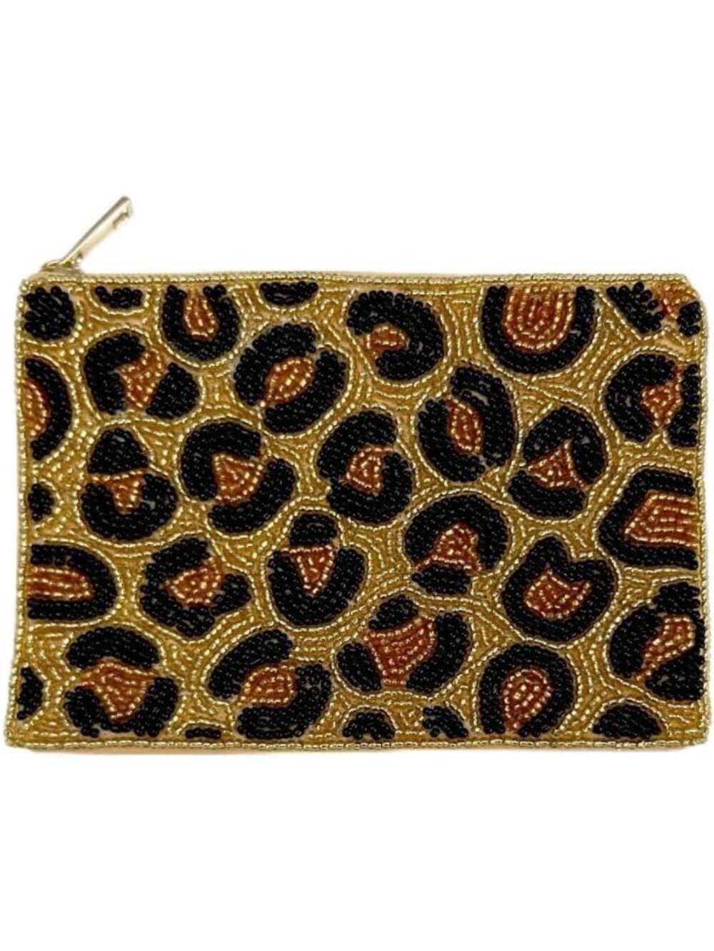Leopard Print Beaded Coin Purse | Zipper Pouch Wallet for Change & Essentials